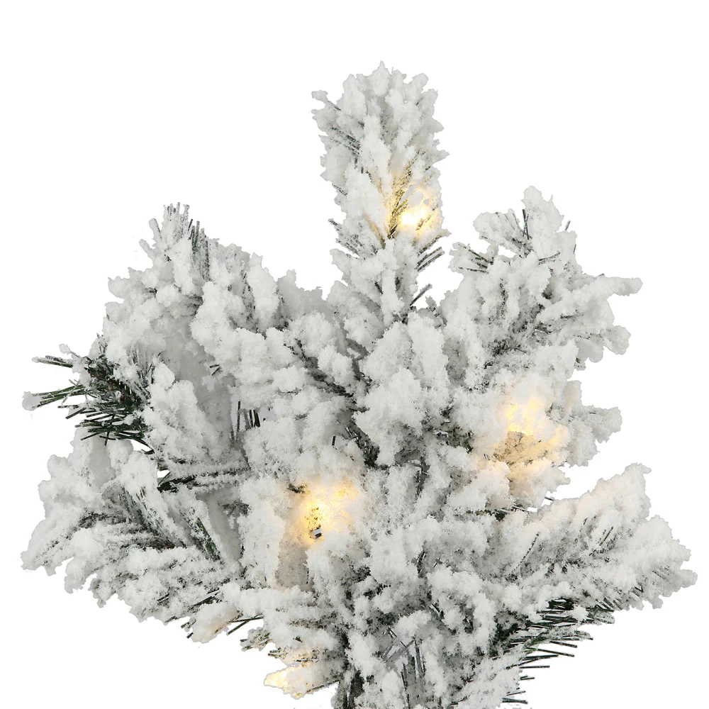 Vickerman 5.5' Flocked Alaskan Pine Artificial Christmas Tree Pure White Single Mold LED lights - Cheap-Us