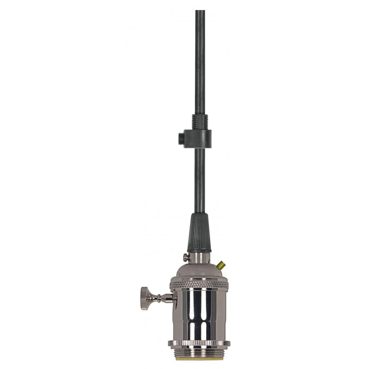 80-2578 PN 4PC C.B. ON/OFF TK SKT GRD Medium base lampholder; 4pc. Solid brass; pre-wired; On/Off; 2 Uno rings; 10ft. 18/3 SVT Black Cord; Polished nickel finish - Cheap-Us