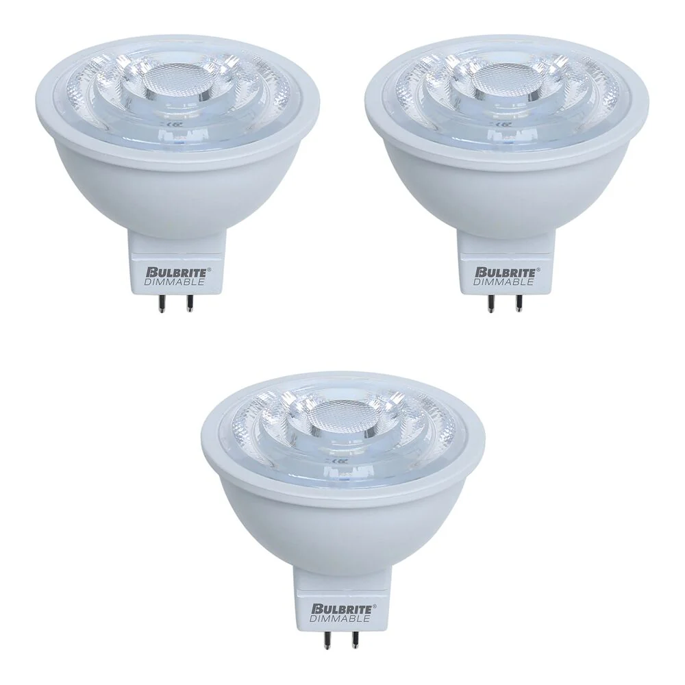 Bulbrite Pack of (3) 7 Watt Dimmable MR16 Flood LED Light Bulbs with Bi-Pin (GU5.3) Base, 3000K Soft White Light, 570 Lumens - Cheap-Us