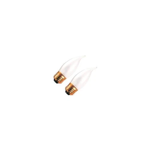 Bulbrite B25EFF 25 Watt Incandescent CA10 Flame TIp Chandelier Bulb, Medium Base, Frost, 2-Pack - Cheap-Us