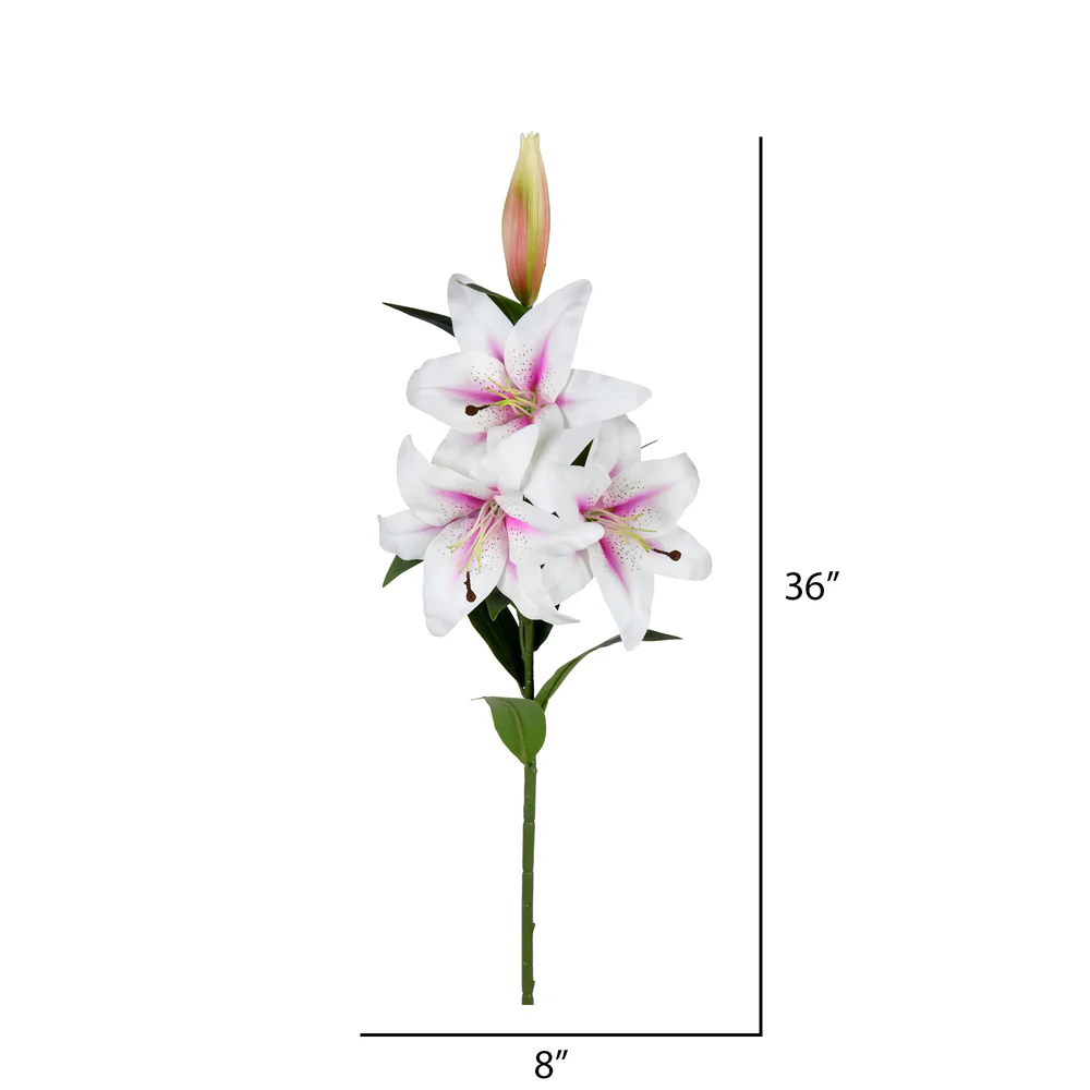 Vickerman 36'' Artificial White and Pink Real Touch Lily Spray. Includes 2 sprays per pack. - Cheap-Us