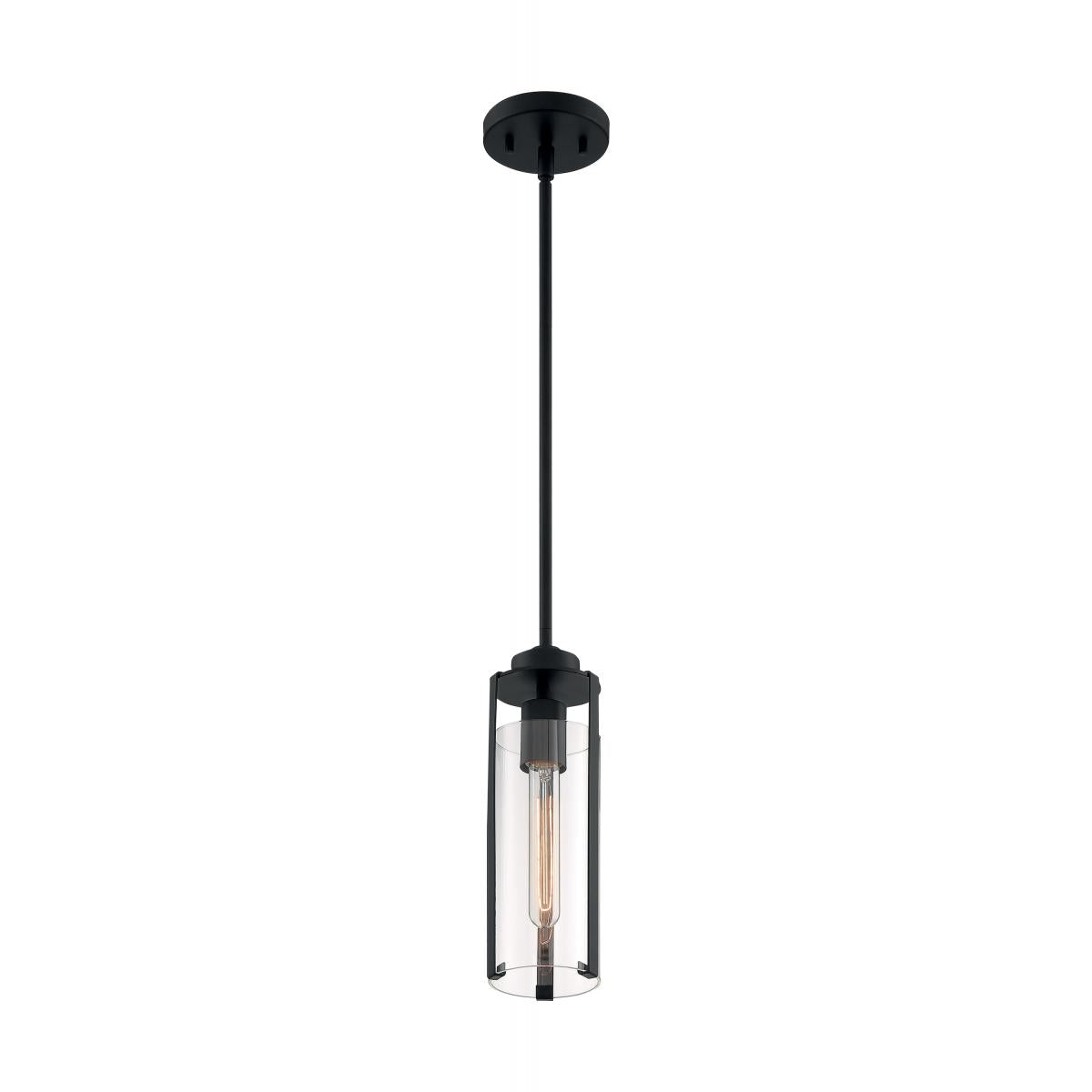60-7160 MARINA 1 LIGHT MINI PENDANT Marina - 1 Light Mini Pendant with Clear Glass - Matte Black Finish - Cheap-Us