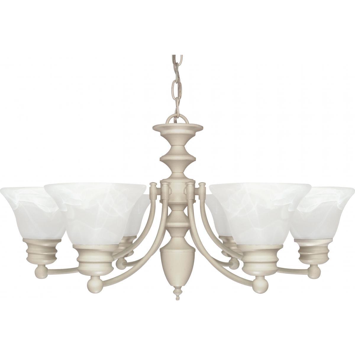 Satco Nuvo Empire 6-9 Light Chandelier With 2 Tier/Champagne Linen Washed Glass/ Frosted White Glass - Cheap-Us