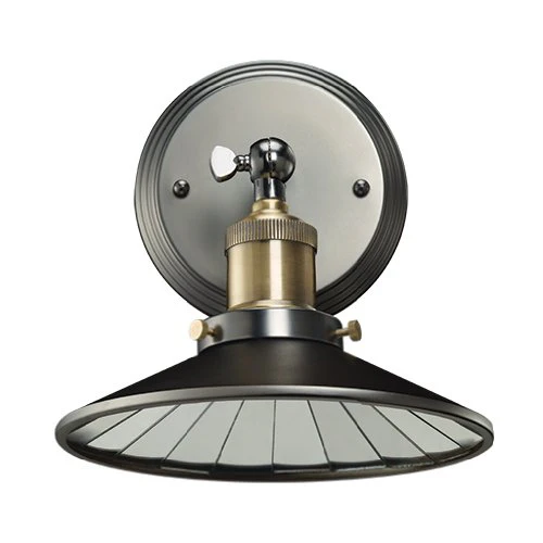 Bulbrite NOS/SCON/SHADE-PW Vintage 1-Light Brass Shade with Mirrored Reflector Wall Sconce, Pewter Finish - Cheap-Us