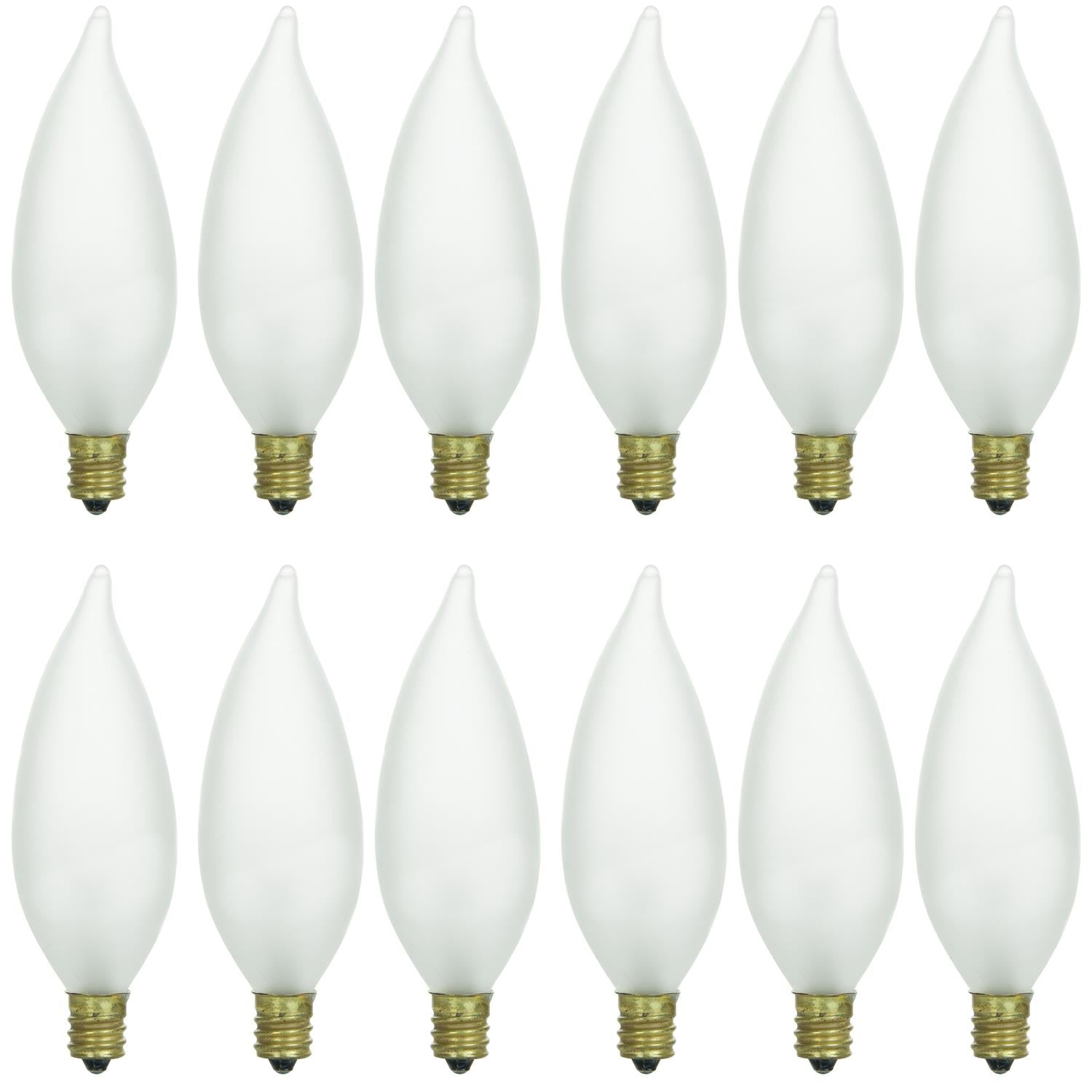 Sunlite 25 Watt Flame Tip Chandelier, Candelabra Base, Frost - Cheap-Us