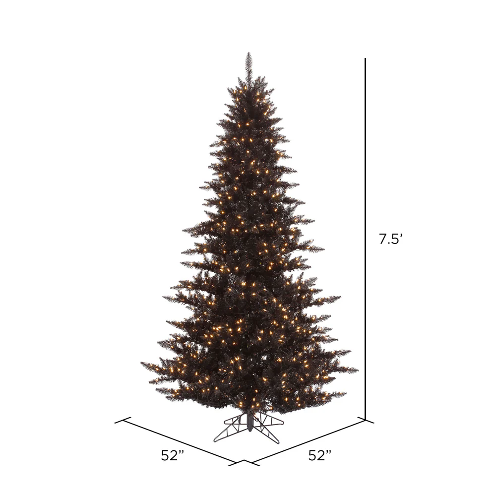 Vickerman 7.5' Black Fir Artificial Christmas Tree Warm White Dura-lit LED Lights - Cheap-Us