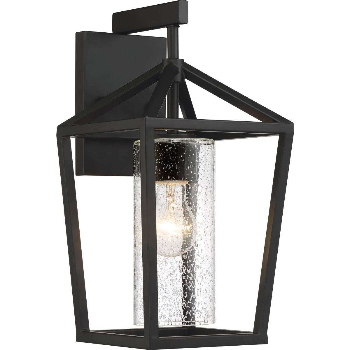 60-6592 HOPEWELL 1 LT MEDIUM LANTERN Hopewell- 1 Light Medium Wall Lantern - with Clear Seeded Glass - Matte Black Finish - Cheap-Us