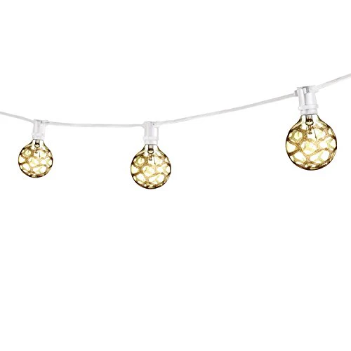 Bulbrite STRING15/E12/WHITE-G16MAR-KT Outdoor Mini String Light w/Incandescent G16 Marble Etched Bulbs, 25-Feet, 15 Lights Sockets, White - Cheap-Us