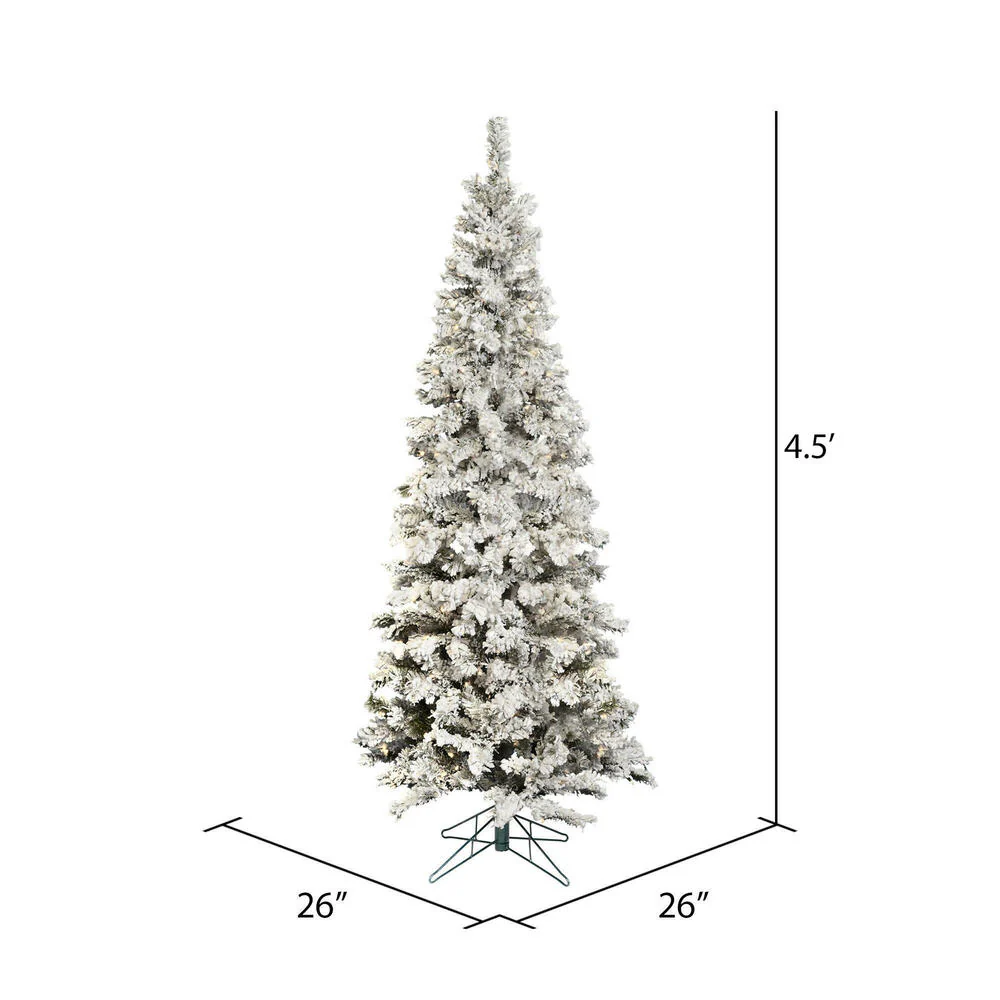 Vickerman 4.5' Flocked Pacific Artificial Christmas Tree 200 Pure White LED Lights - Cheap-Us