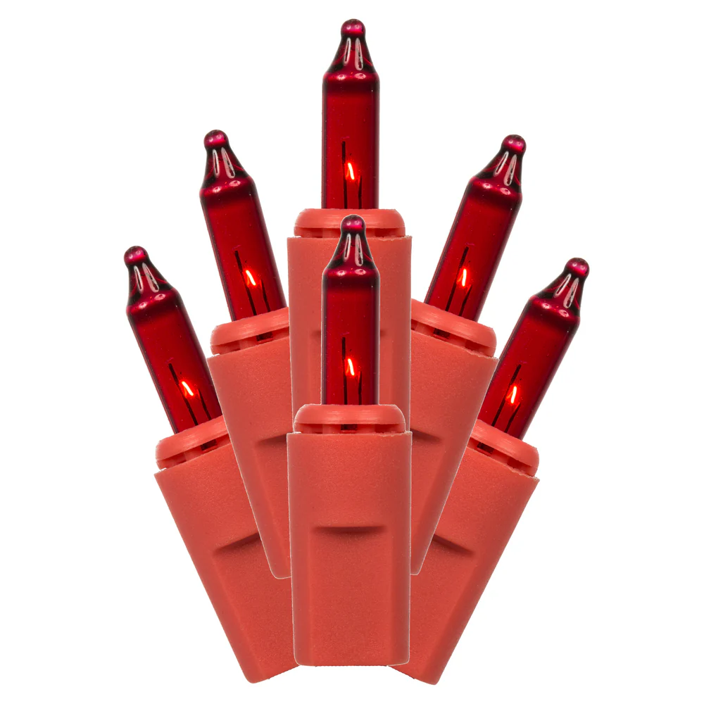 Vickerman 35 Red Dura-lit Mini Light on Red Wire, 26' Christmas Light Strand - Cheap-Us