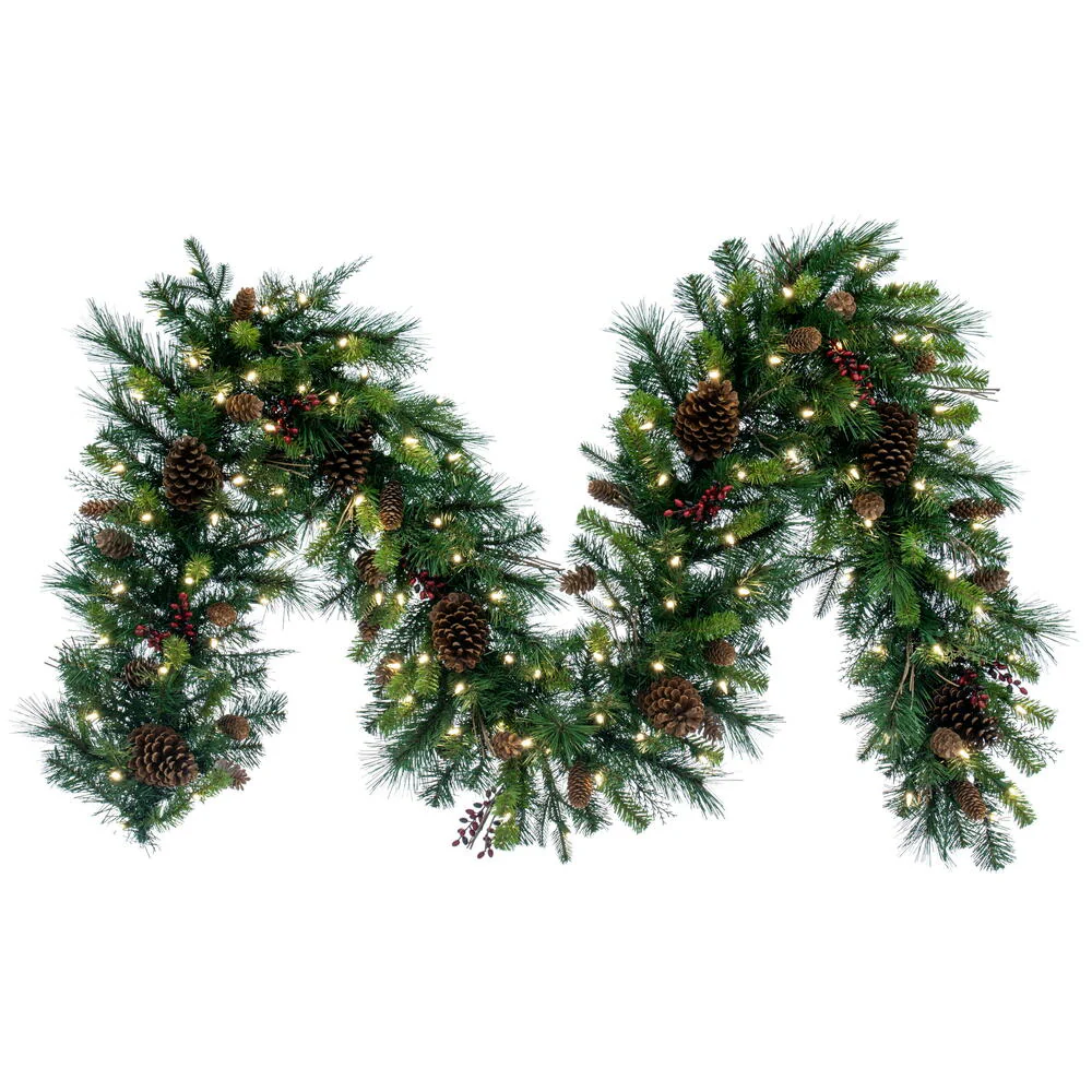 Vickerman 9' Cibola Mixed Berry Artificial Christmas Garland Warm White LED Mini Lights - Cheap-Us