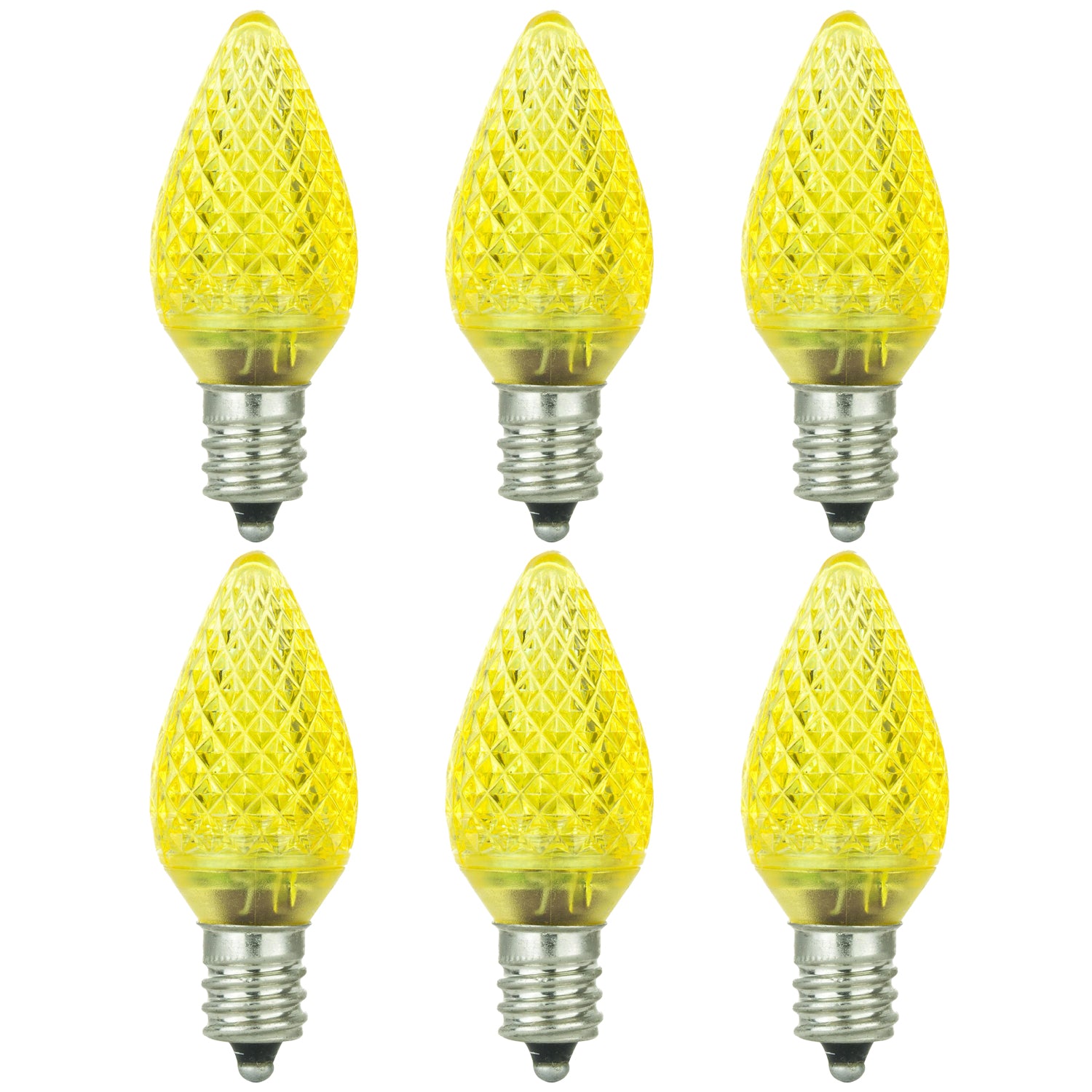 Sunlite 80704 LED C7 Holiday Decorative Bulb 0.4 Watts, E12 Candelabra Base, Faceted Christmas-Lights Nightlight, Yellow - Cheap-Us