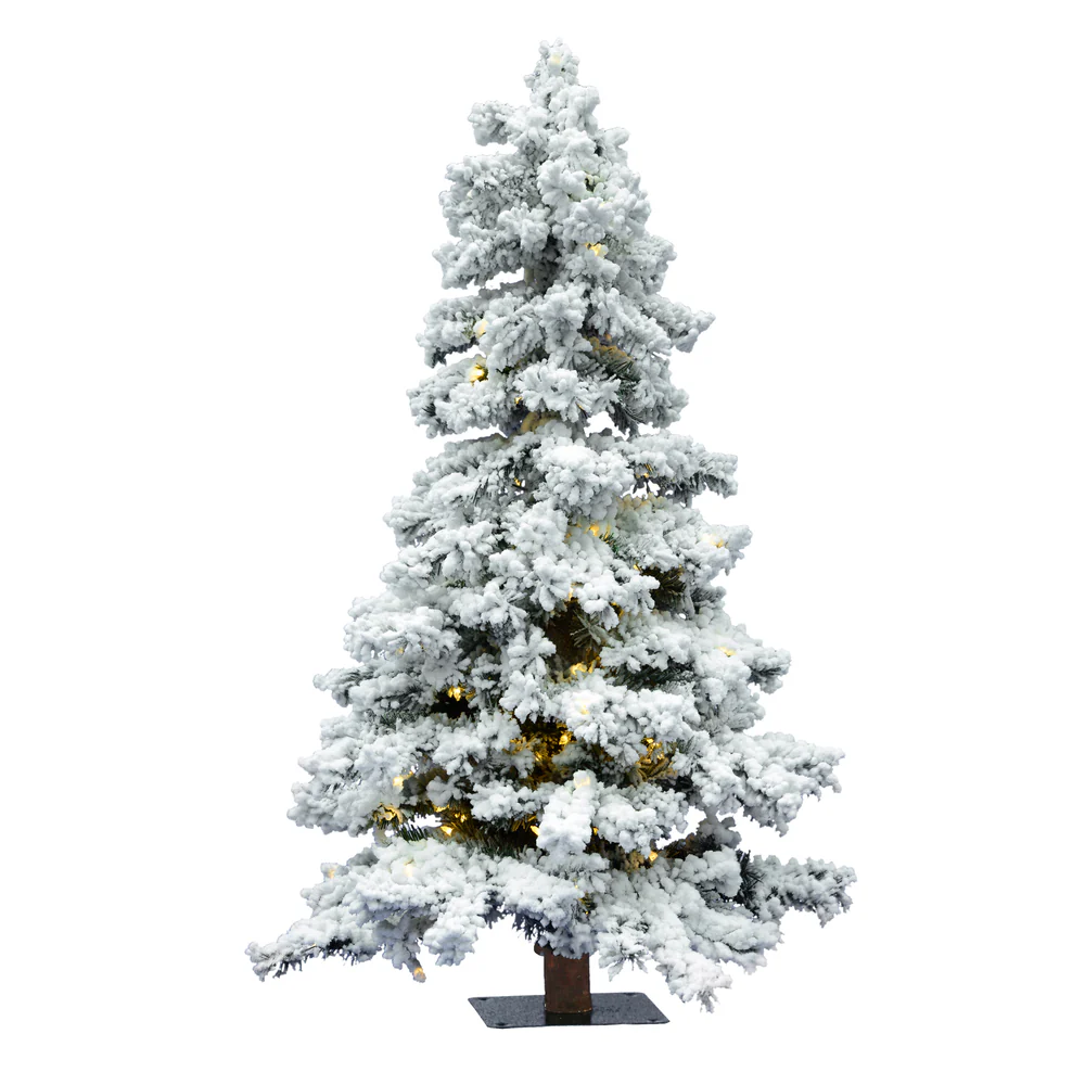 Vickerman 7' Flocked Spruce Artificial Christmas Tree Pure White LED Lights - Cheap-Us