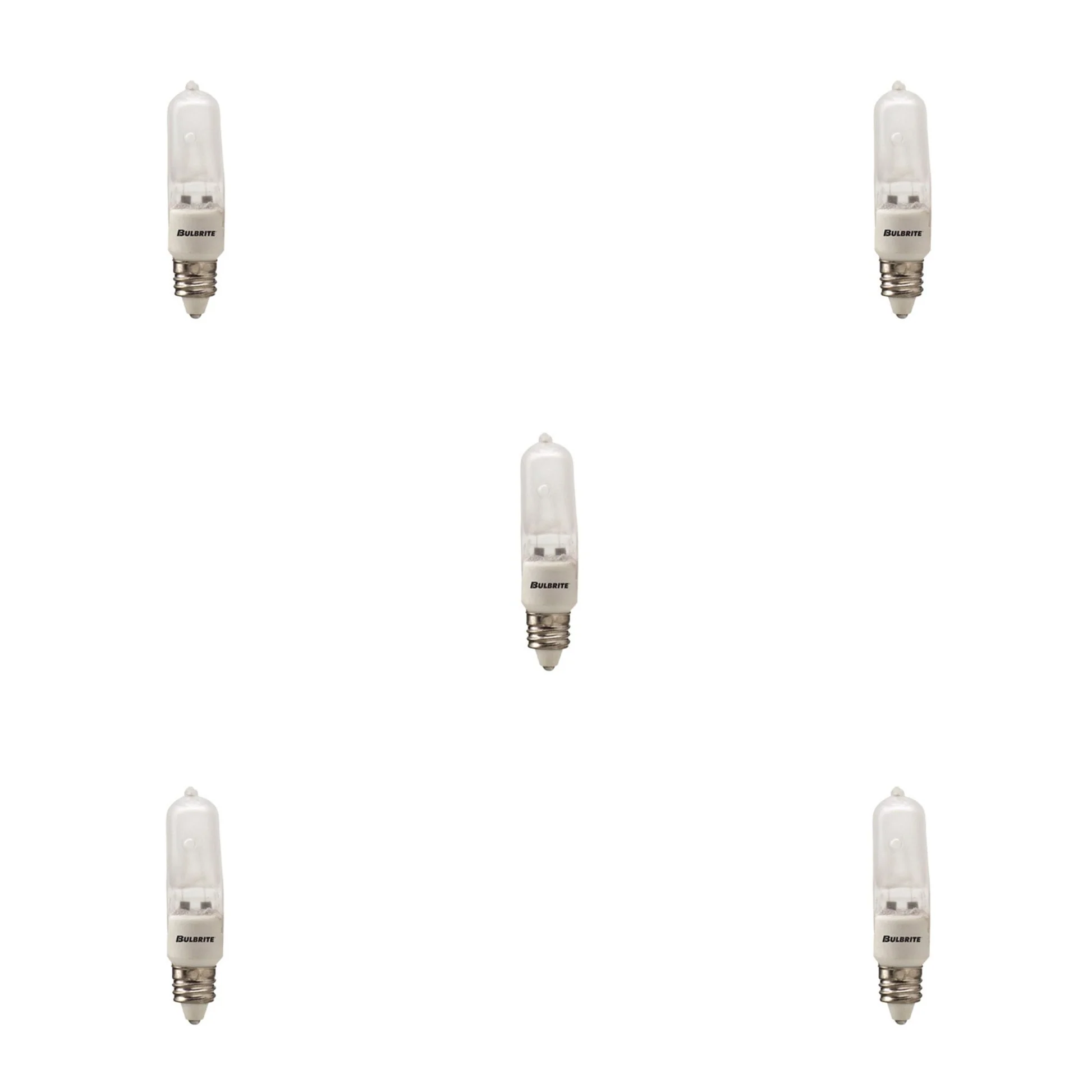 BULBRITE HALOGEN T4 MINI-CANDELABRA SCREW (E11) 75W DIMMABLE LIGHT BULB 2900K/SOFT WHITE 5PK (610072) - Cheap-Us