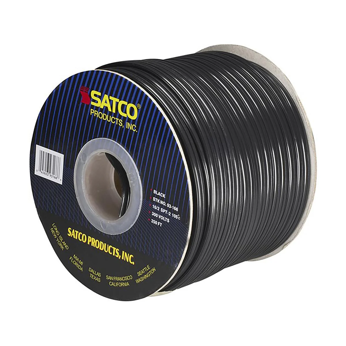 93-166 250 FT. 16/2/SPT/2 BLACK Lamp And Lighting Bulk Wire; 16/2 SPT-2 105C; 250 Foot/Spool; Black - Cheap-Us