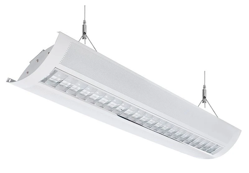 Westgate LED Parabolic Suspended Perf. Basket & Louver Up/Down Light, 120~277V, Commercial Indoor Lighting, 40W/20W, 4400 Lumens/2100 Lumens, 4000K, White Finish, 0~10V Dimmable - Cheap-Us
