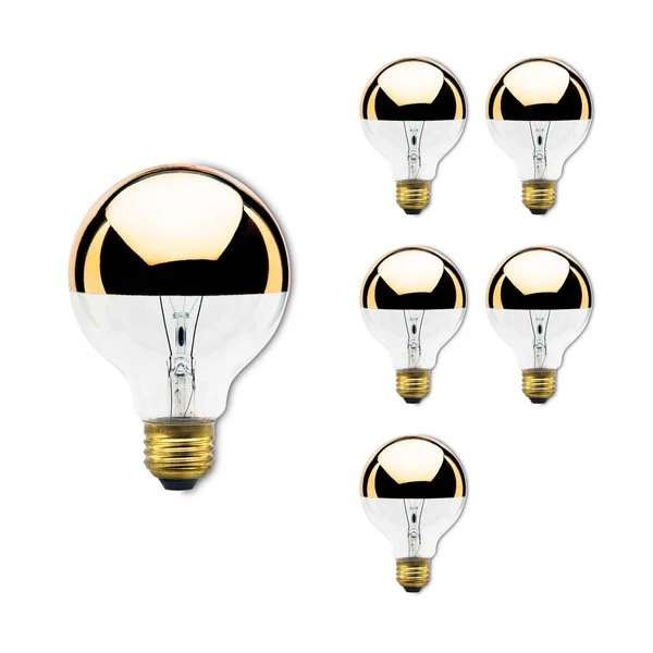 BULBRITE INCANDESCENT G25 MEDIUM SCREW (E26) 40W DIMMABLE LIGHT BULB 2700K/WARM WHITE HALF GOLD 6PK (712424) - Cheap-Us