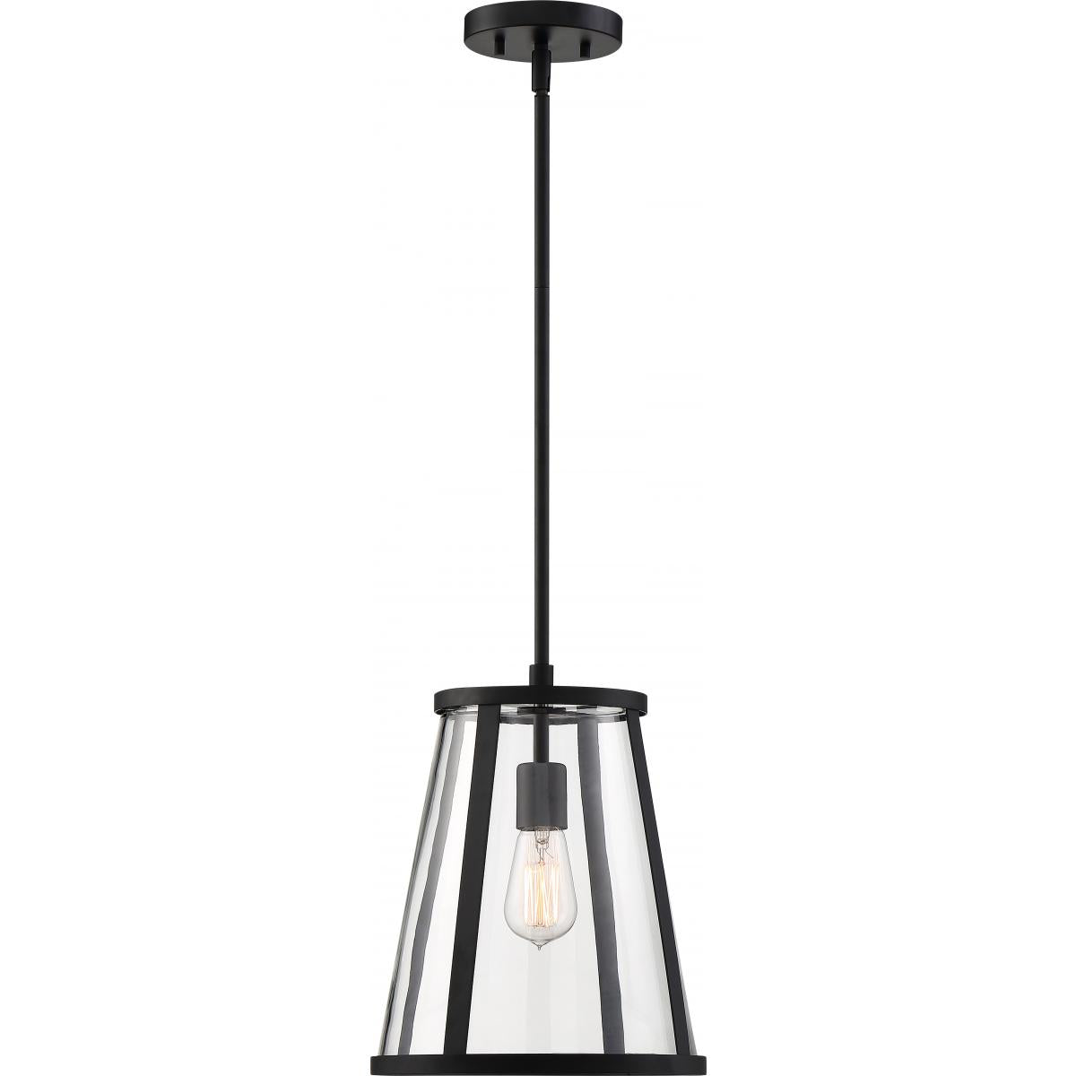 60-6699 BRUGE 1 LIGHT PENDANT Bruge - 1 Light Pendant - with Clear Glass - Matte Black Finish - Cheap-Us