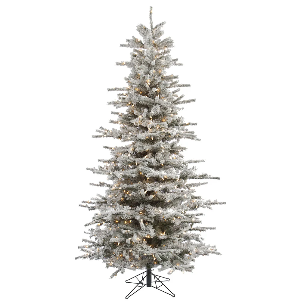 Vickerman 4.5' Flocked Sierra Fir Slim Artificial Christmas Tree Clear Dura-Lit lights - Cheap-Us