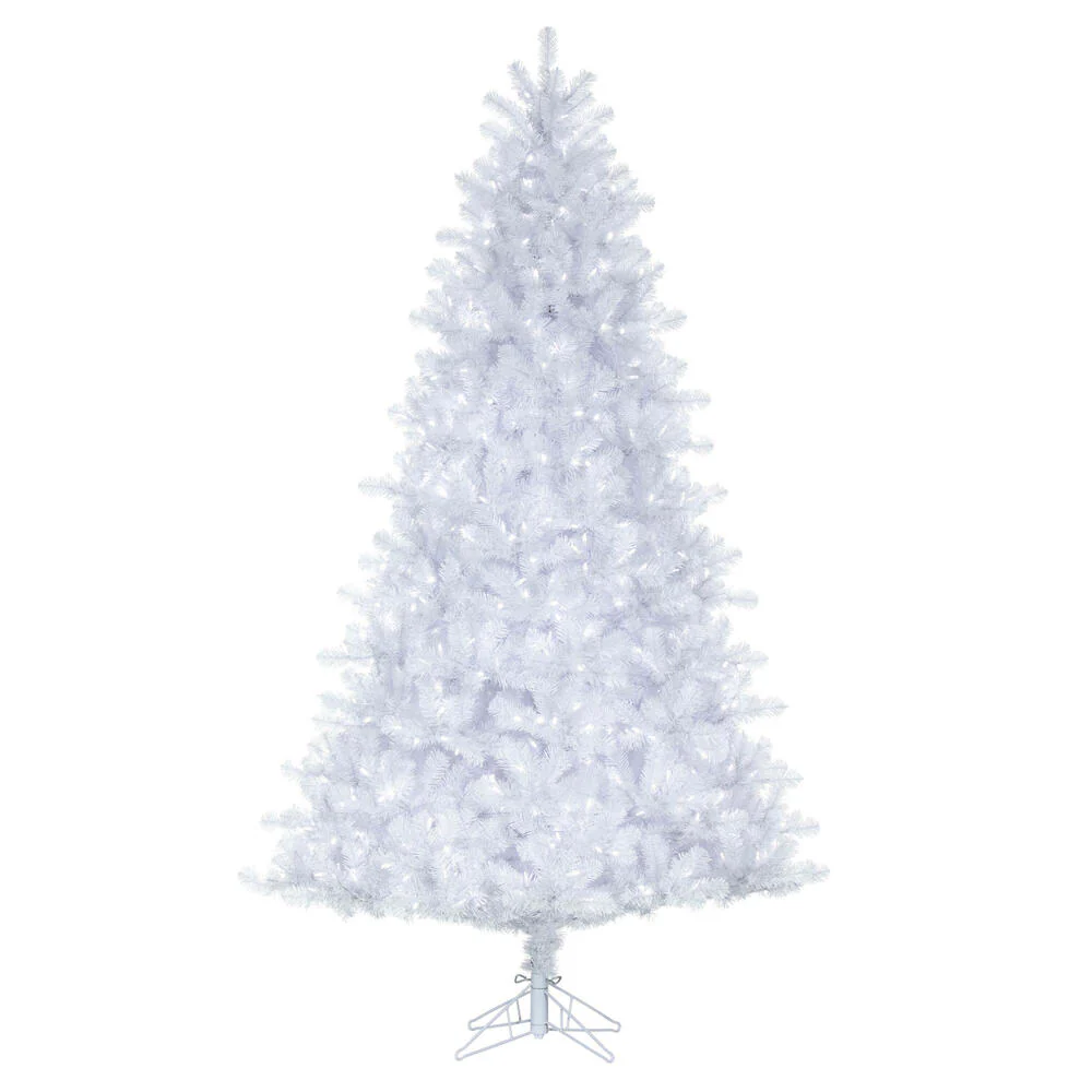 Vickerman 6.5' Crystal White Pine Artificial Christmas Tree Pure White LED Lights - Cheap-Us