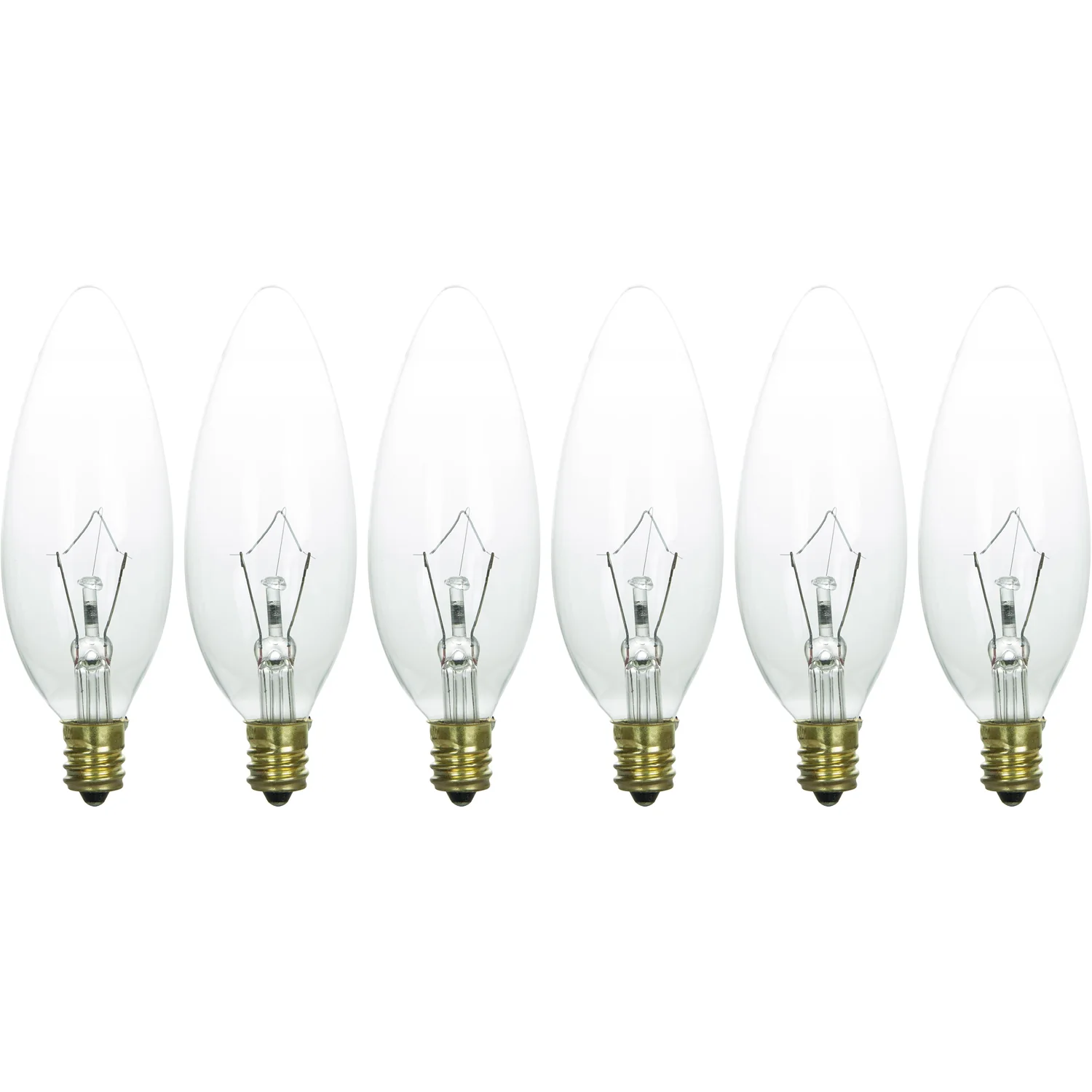Sunlite 60 Watt Torpedo Tip Chandelier , Candelabra Base, Clear 25-Pack - Cheap-Us