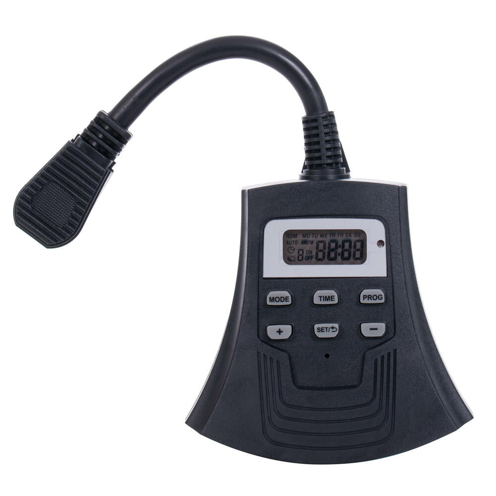 Vickerman All Weather Outdoor 3-Outlet 7-Day Digital Timer with Always ON, Dusk to Dawn or On at Dusk for 1 to 12 Hour Setting. 125Volt, 15Amp, 60Hz, 1000Watt Tungsten with SJTW 14AWG/3, 6