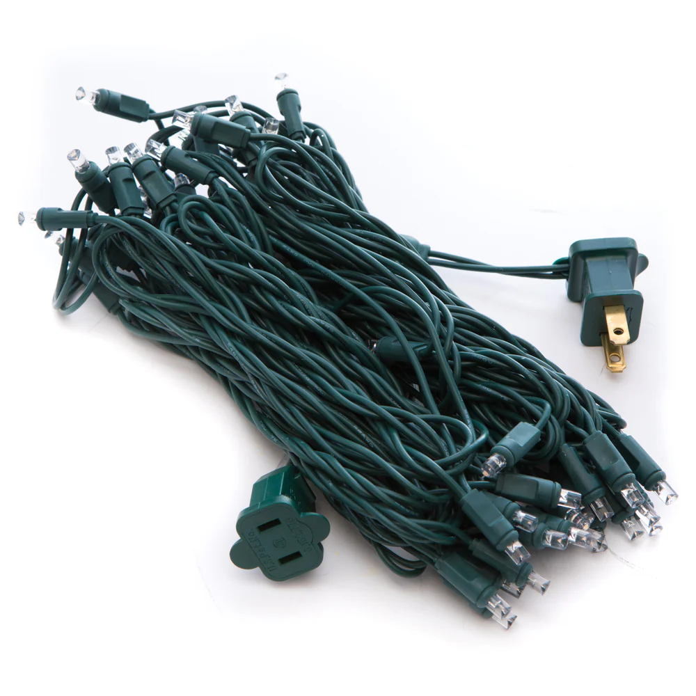 Vickerman 50 Warm White Wide Angle LED Light on Green Wire 25' Christmas Single Mold Light Strand - Cheap-Us