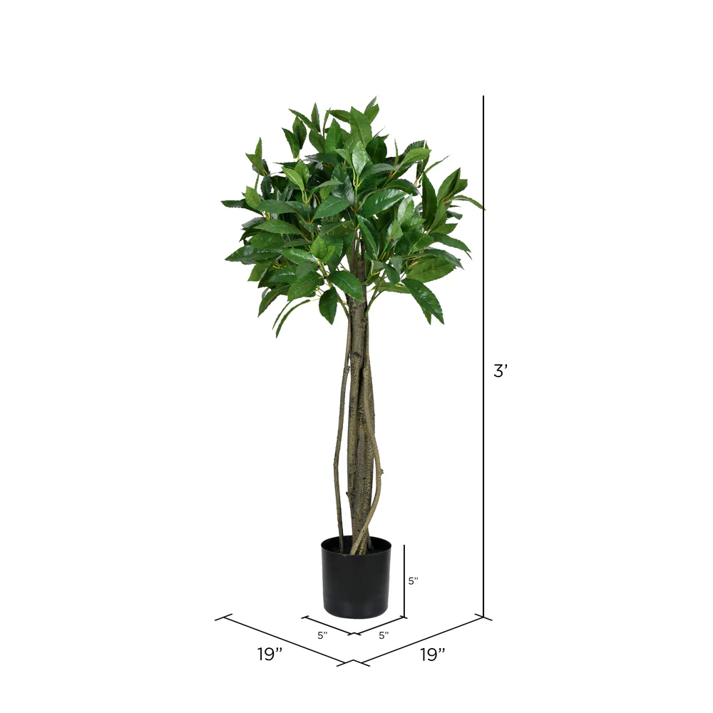 Vickerman 3' Artificial Potted Bay Leaf Topiary - Cheap-Us