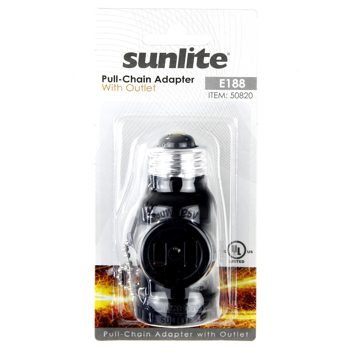 Sunlite E188 - PULL CHAIN ADAPTER WITH OUTLET - Cheap-Us