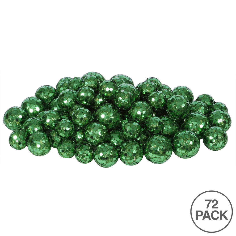 Vickerman 20MM/25MM/30MM Emerald Glitter Polystyrene Ball Christmas Ornament 72 per Bag - Cheap-Us