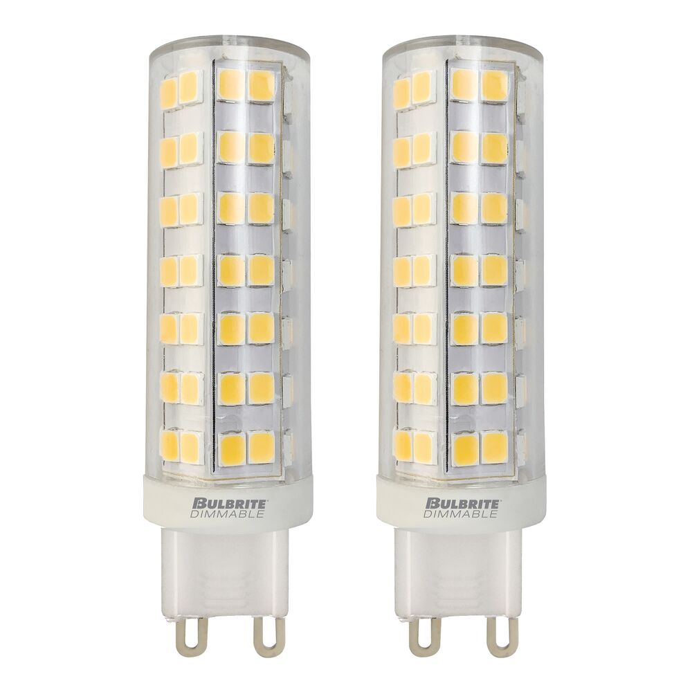 Bulbrite Pack of (2) 6.5 Watt 120V Clear T6 LED Mini Light Bulbs with Bi-Pin (G9) Base, 3000K Soft White Light, 700 Lumens - Cheap-Us