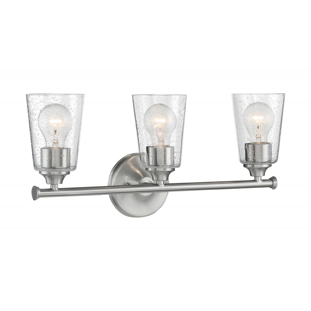 60-7183 BRANSEL 3 LIGHT VANITY Bransel - 3 Light Vanity with Seeded Glass - Brushed Nickel Finish - Cheap-Us