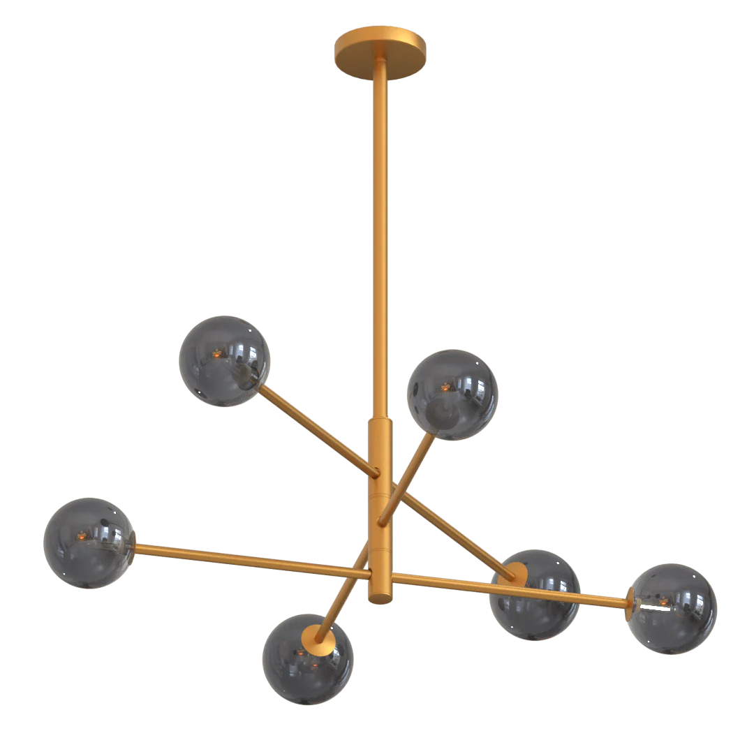 Stango Six Light Modern Sputnik Chandelier Fixture Tinted Glass - Cheap-Us