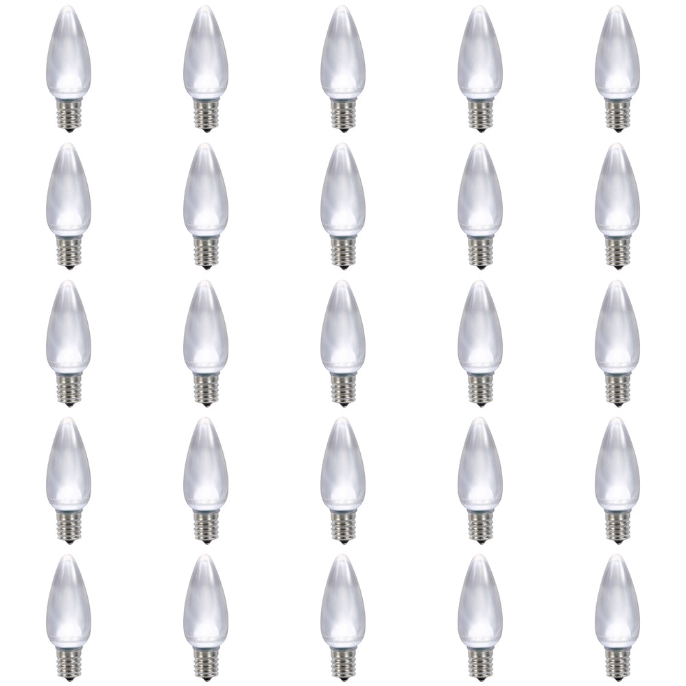 Vickerman C9 Satin LED Cool White Bulb with Nickel Base  130V .45 watts 5 diodes 25Pcs/Poly bag UL and CSA Approved package of 25 - Cheap-Us