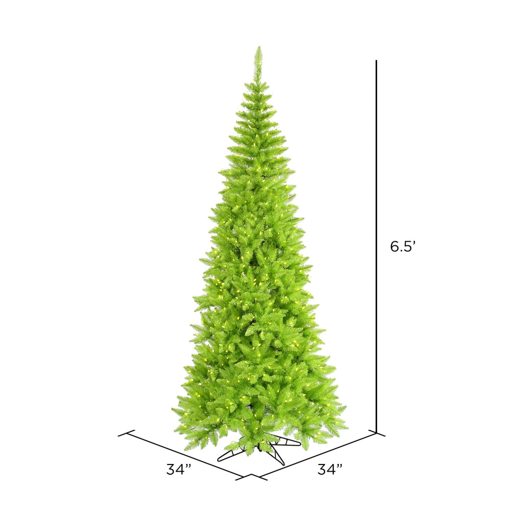 Vickerman 6.5' Lime Fir Slim Artificial Christmas Tree Lime  Dura-lit LED Lights - Cheap-Us