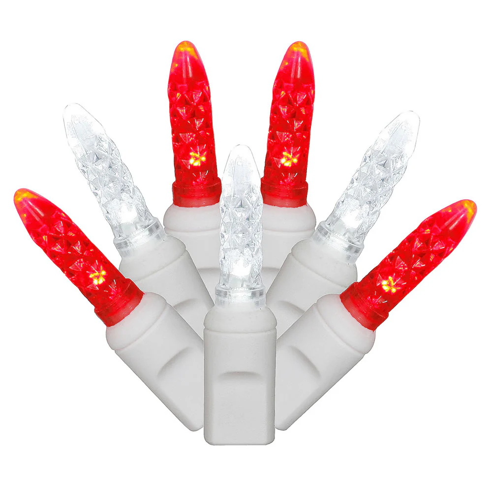 Vickerman 70 Red-Pure White M5 LED Icicle Light on White Wire 9' Christmas Single Mold Light Strand - Cheap-Us