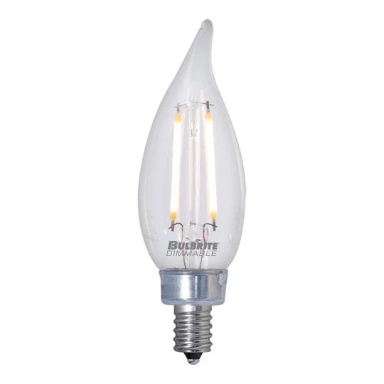 Bulbrite LED Filament CA10 Dimmable Candelabra Screw Base (E12) Light Bulb 25 Watt Equivalent 2700K, Clear - Cheap-Us