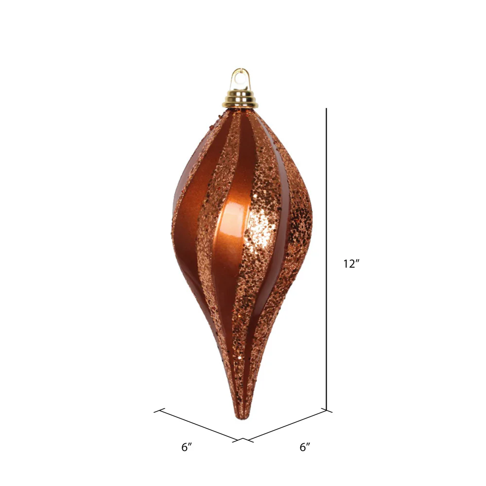 Vickerman 12'' Copper Glitter Swirl Drop Christmas Ornament - Cheap-Us