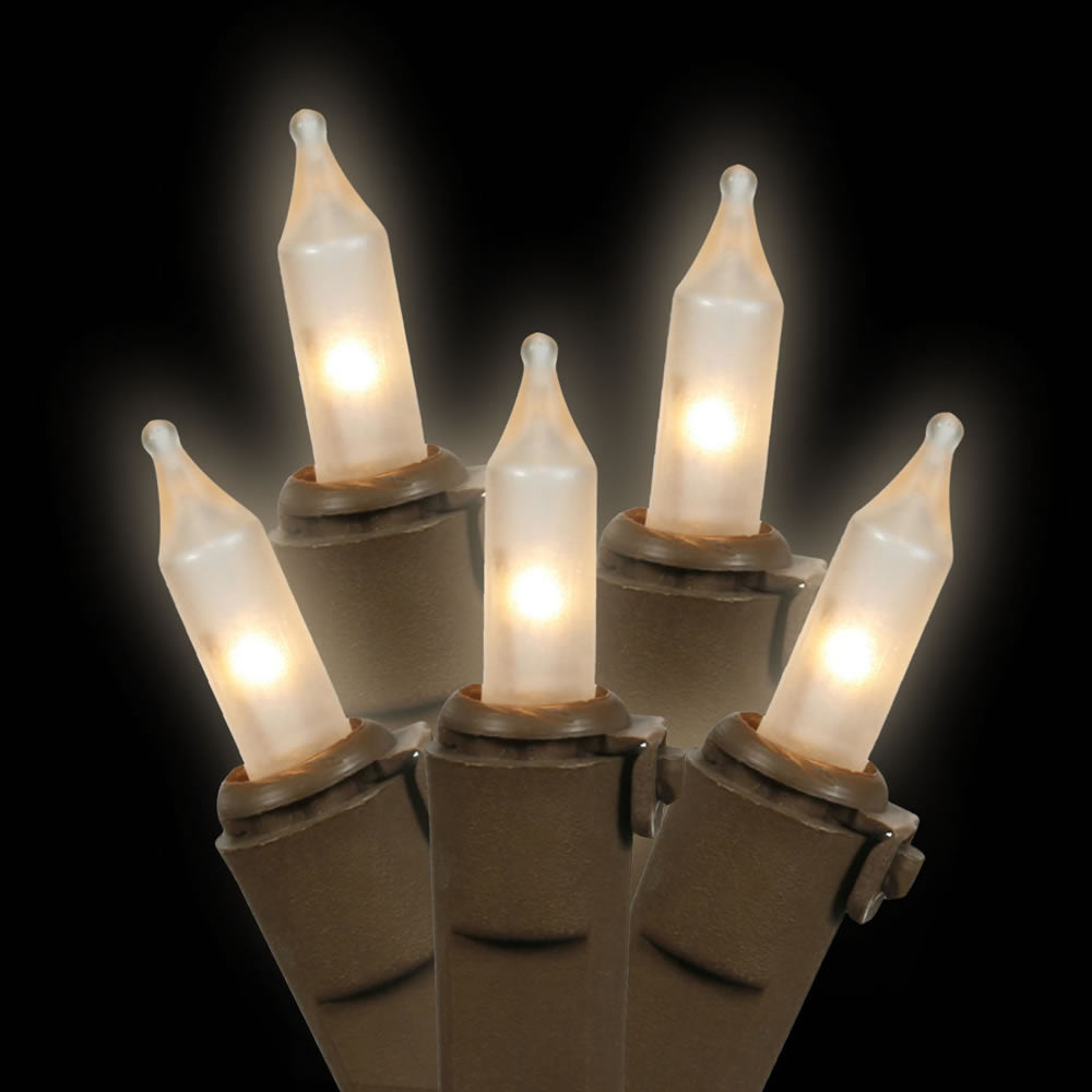 Vickerman 100 Frosted White Mini-Lights on Brown Wire, 33' Christmas Light Strand- 2 Pack - Cheap-Us