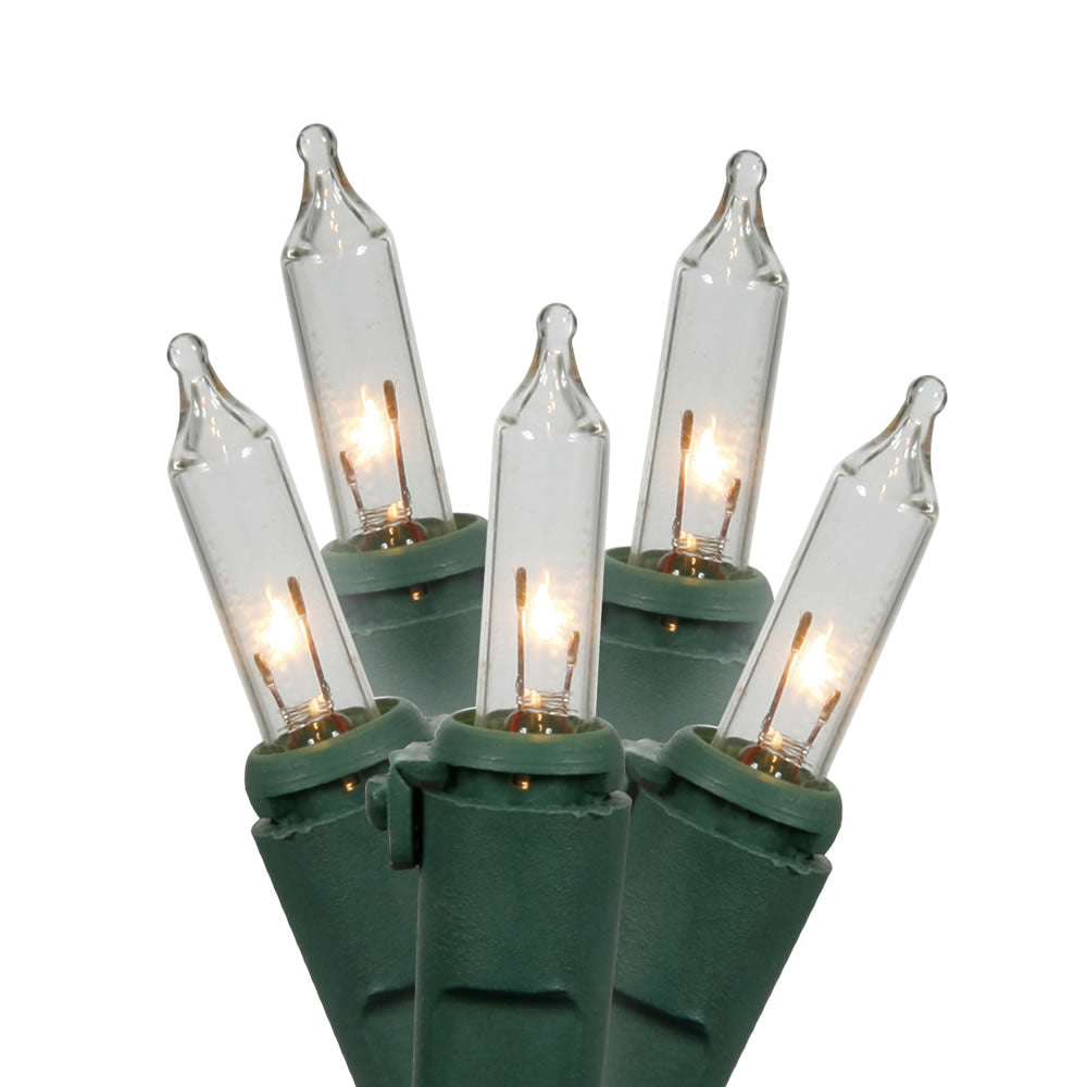 Vickerman 10 Clear Mini Light on Green Wire 3.25' Christmas Light Strand. End Connecting - Cheap-Us