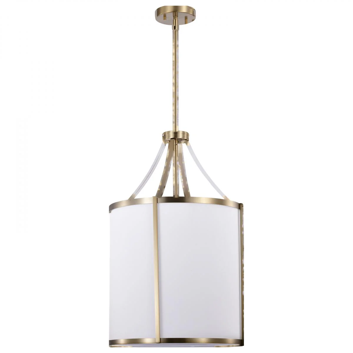 60-7962 EASTON 3LT PENDANT Easton 3 Light Pendant; Burnished Brass Finish; White Linen Shade - Cheap-Us