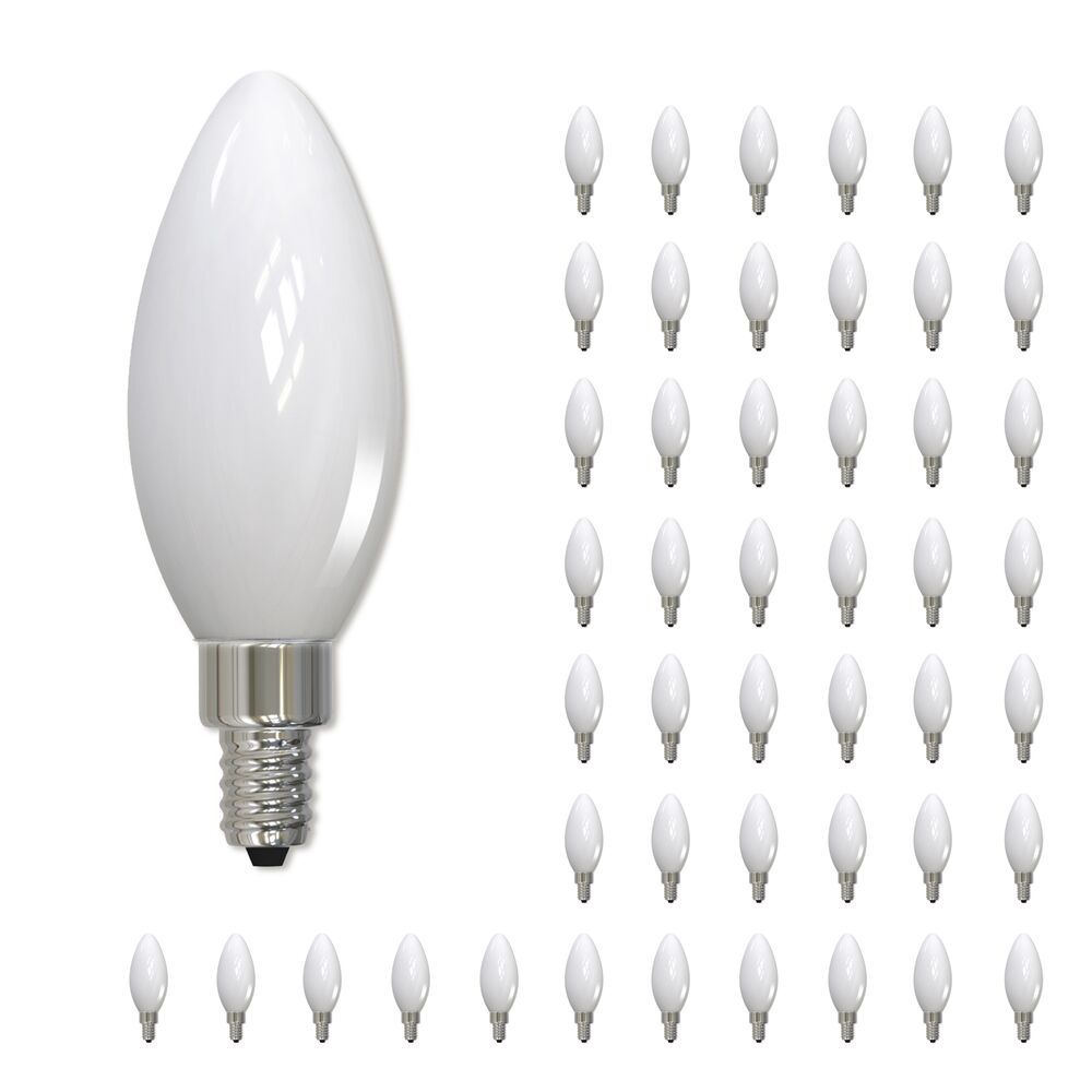 Bulbrite LED B11 Filament Bulb, Milky Finish, 2700K, Fully Compatible Dimming, 5 Watts, E12 Candelabra Base, 500 Lumens, 120V, Soft White Light 48-Pack - Cheap-Us