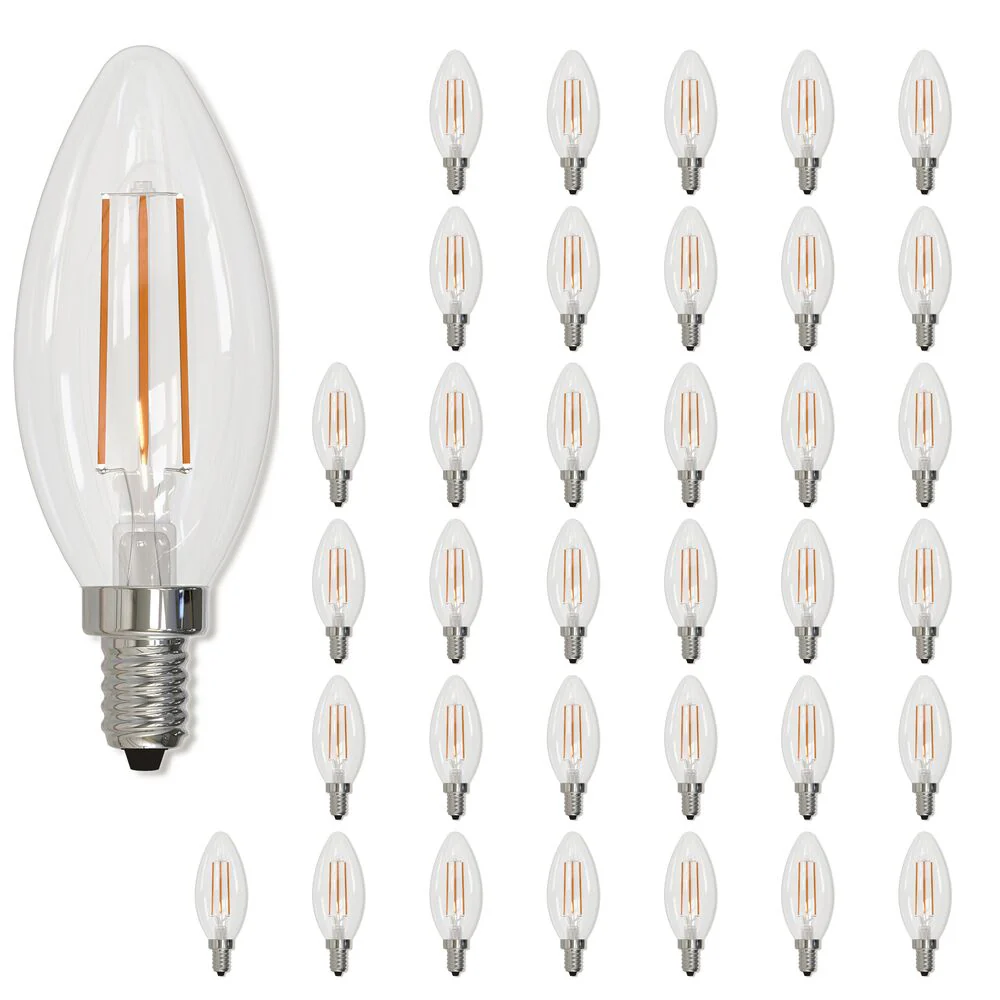 Bulbrite 5 Watt B11 LED Filament Light Bulb, 2700K E12 Candelabra Base, Clear Finish, Pack of 36 - Cheap-Us