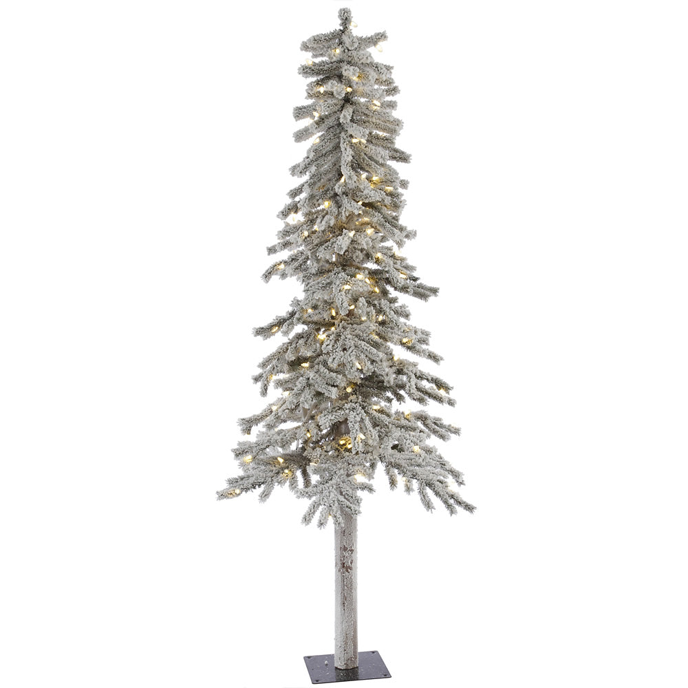 Vickerman 6' Flocked Alpine Artificial Christmas Tree Pure White Single Mold LED lights - Cheap-Us
