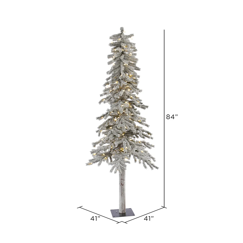 Vickerman 7' Flocked Alpine Artificial Christmas Tree Pure White Single Mold LED lights - Cheap-Us