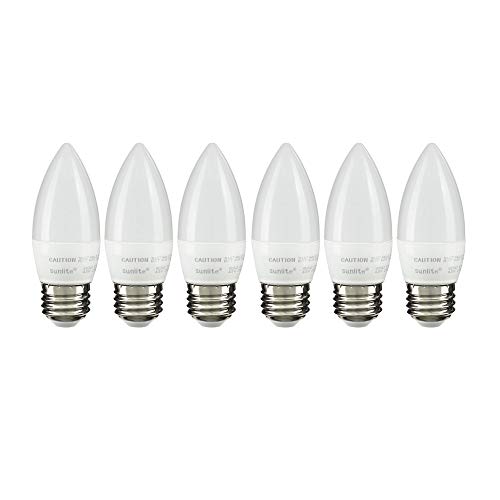 Sunlite LED B11 Torpedo Tip Chandelier Light Bulb 4.5 Watts (40w Equivalent), 300 Lumens, Medium (E26) Base, Dimmable, Energy Star and ETL Certified, 2700K Warm White, 6 Pack, Frosted - Cheap-Us