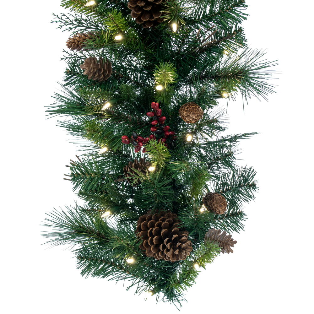 Vickerman 9' Cibola Mixed Berry Artificial Christmas Garland Warm White LED Mini Lights - Cheap-Us