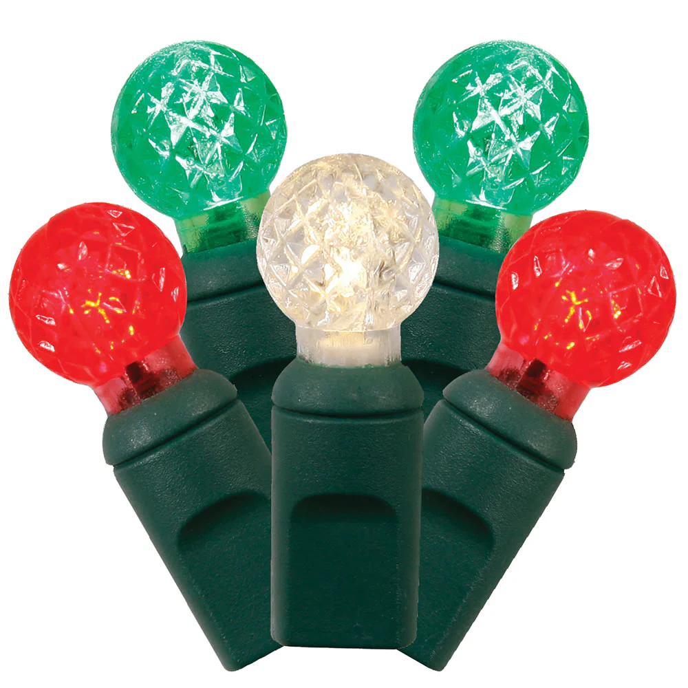 Vickerman 50 Red-White-Green G12 LED Light on Green Wire, 25' Christmas Single Mold Light Strand- 2 Pack - Cheap-Us
