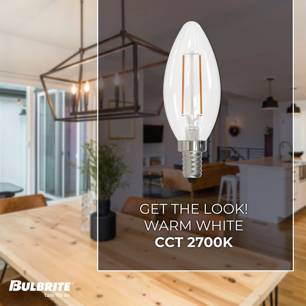 Bulbrite LED Filament B11 Dimmable Candelabra Screw Base (E12) Light Bulb 40 Watt Equivalent 2700K, Clear 36-Pack - Cheap-Us