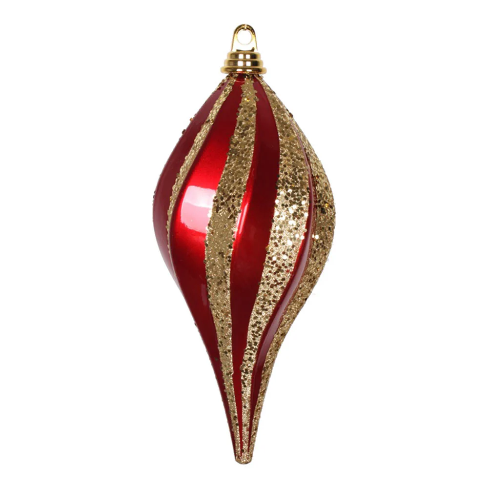 Vickerman 12'' Red and Gold Glitter Swirl Drop Christmas Ornament - Cheap-Us